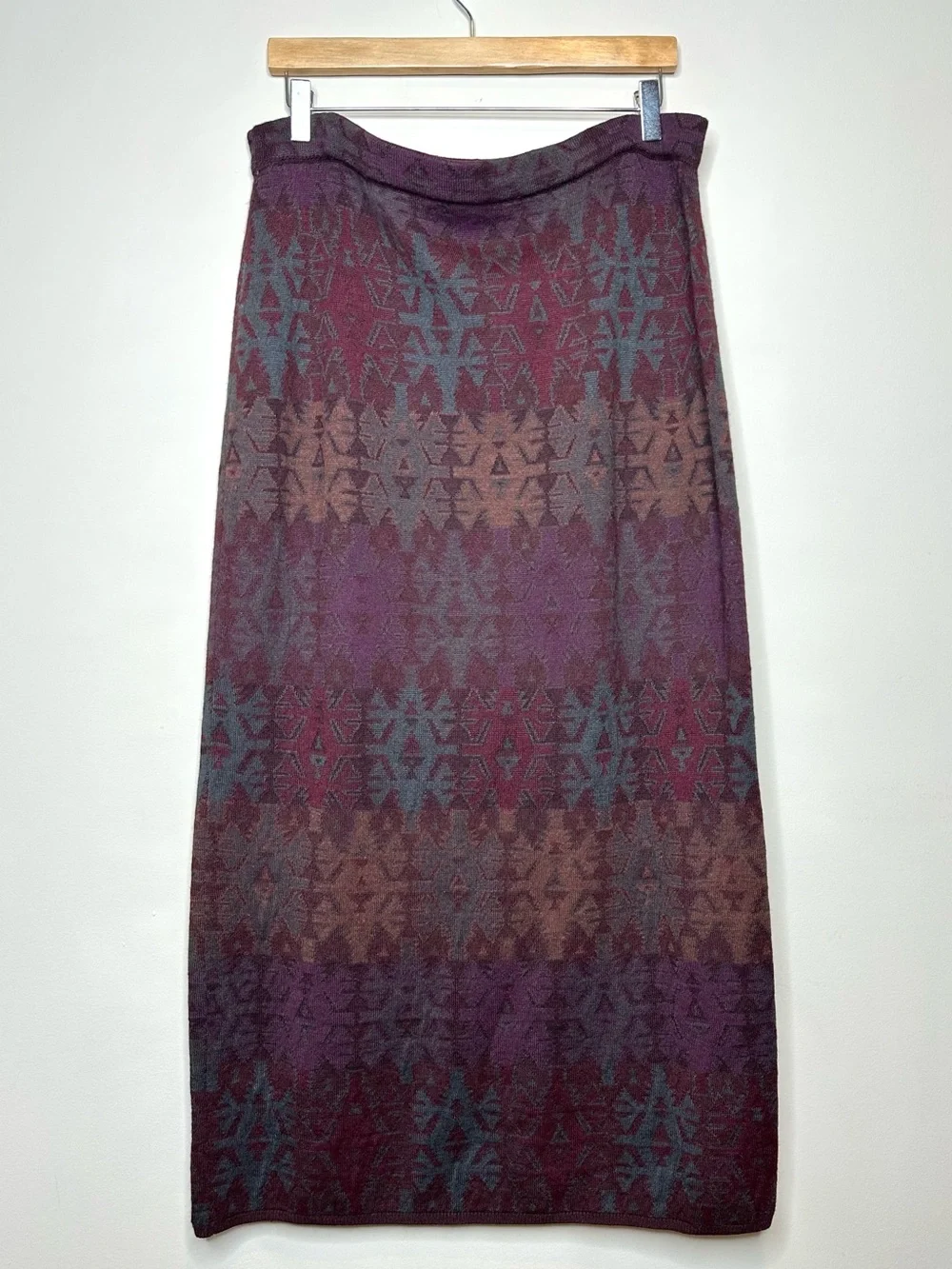 Peruvian Connection Baby Alpaca Blend Midi Skirt Size XL Patterned Aztec Print